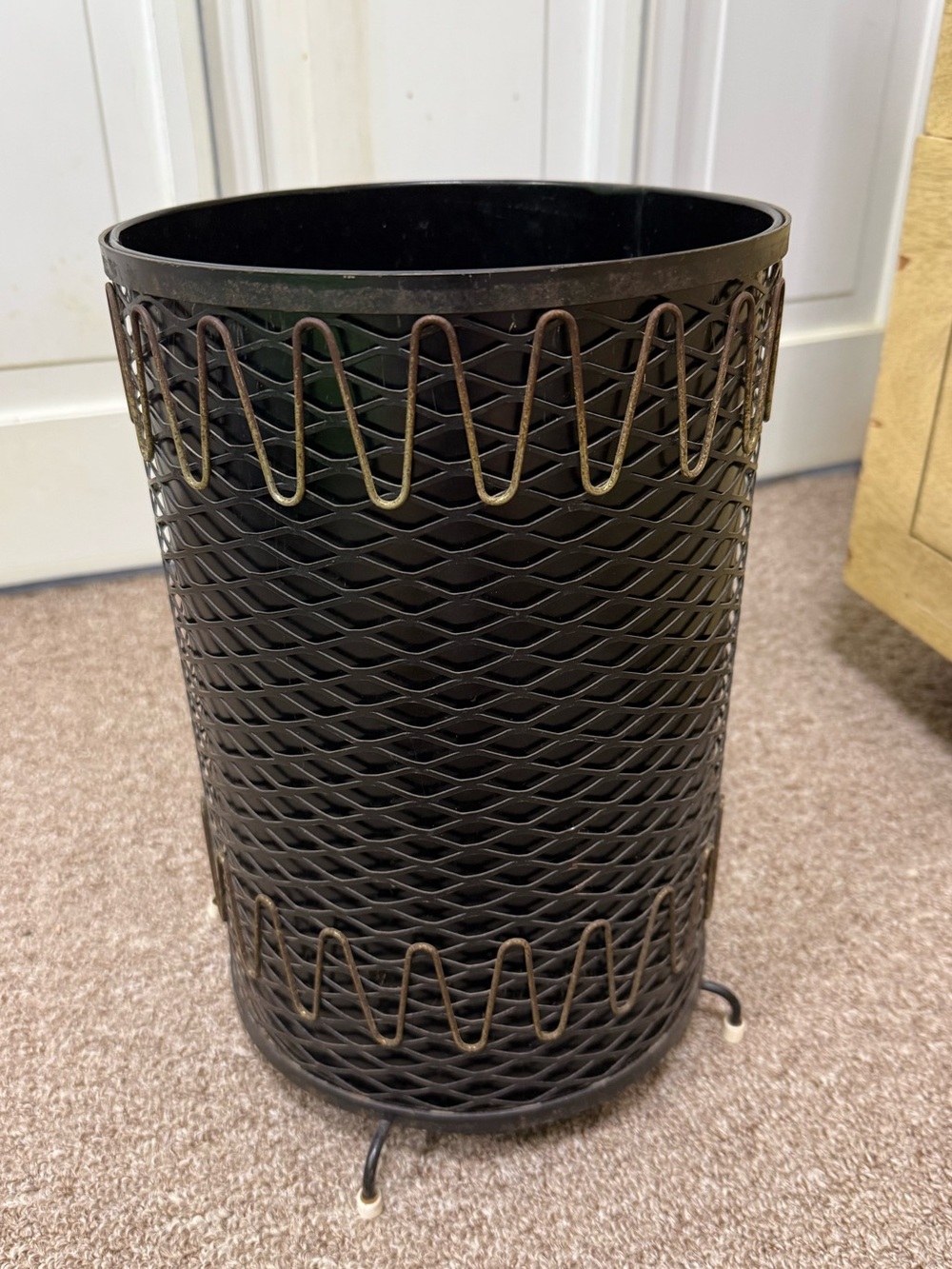 Vintage Metal Wastebasket